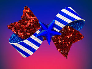 US Flag Hair Bow