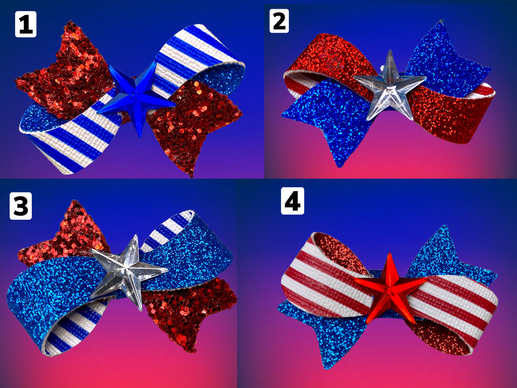 US Flag Hair Bow